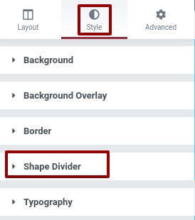 Shape Divider in Elementor