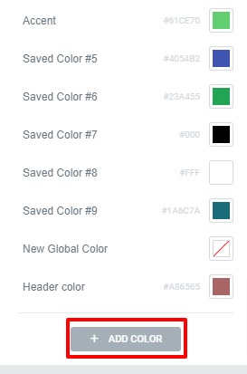 add global colors in Elementor