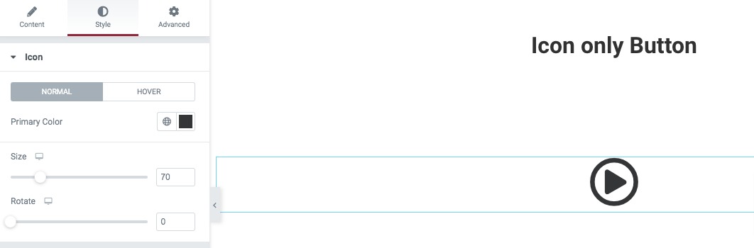  create icon only buttons in Elementor