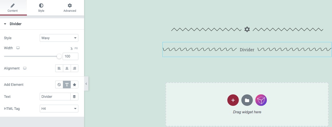 add a divider to Elementor