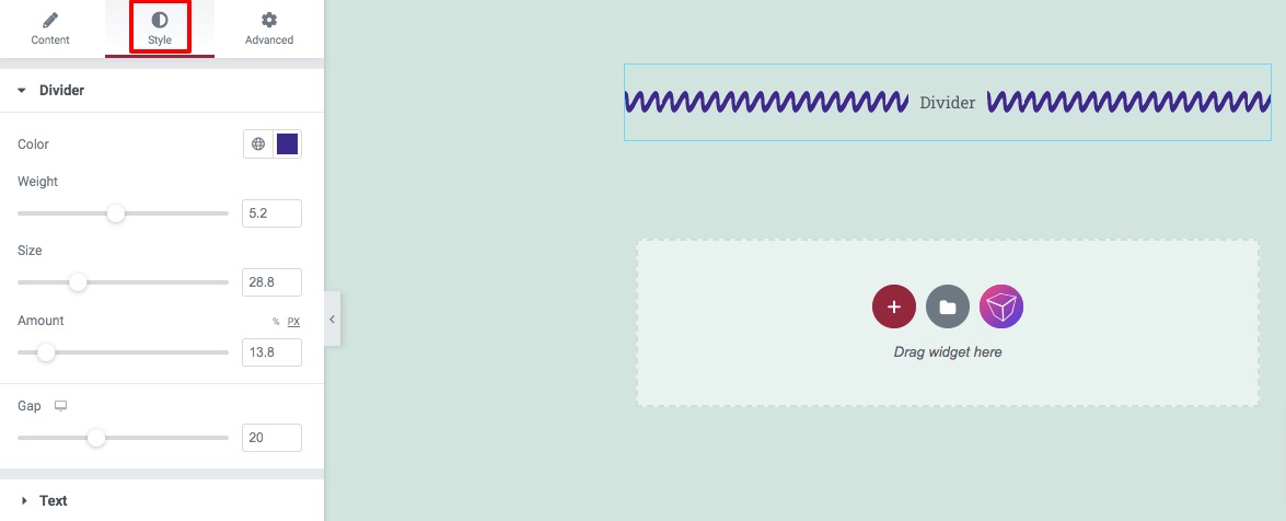 add a divider to Elementor