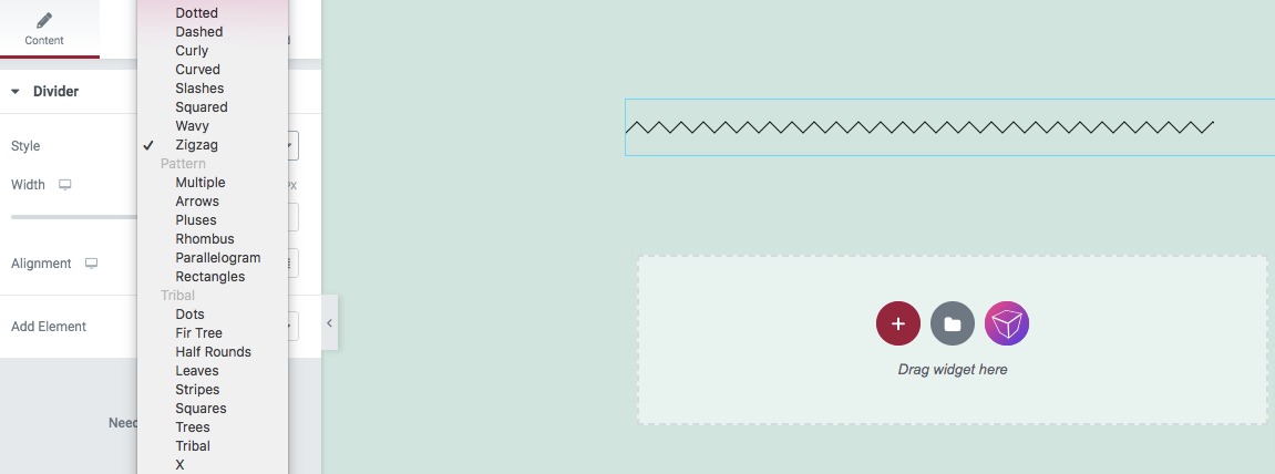 add a divider to Elementor