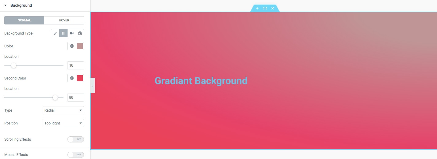 elementor gradient background